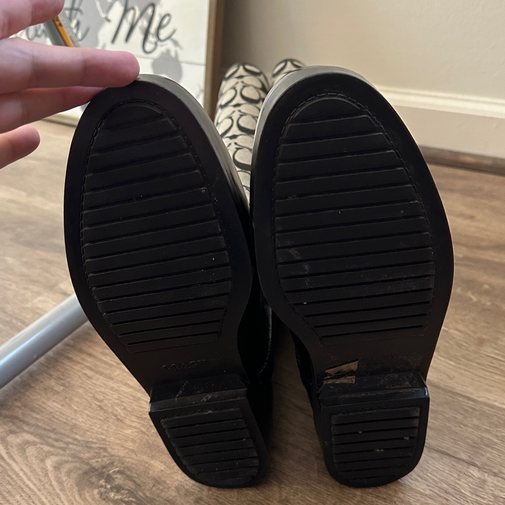 Coach Black & Grey Signature Logo Knee-High Boots - Picture 13 of 13